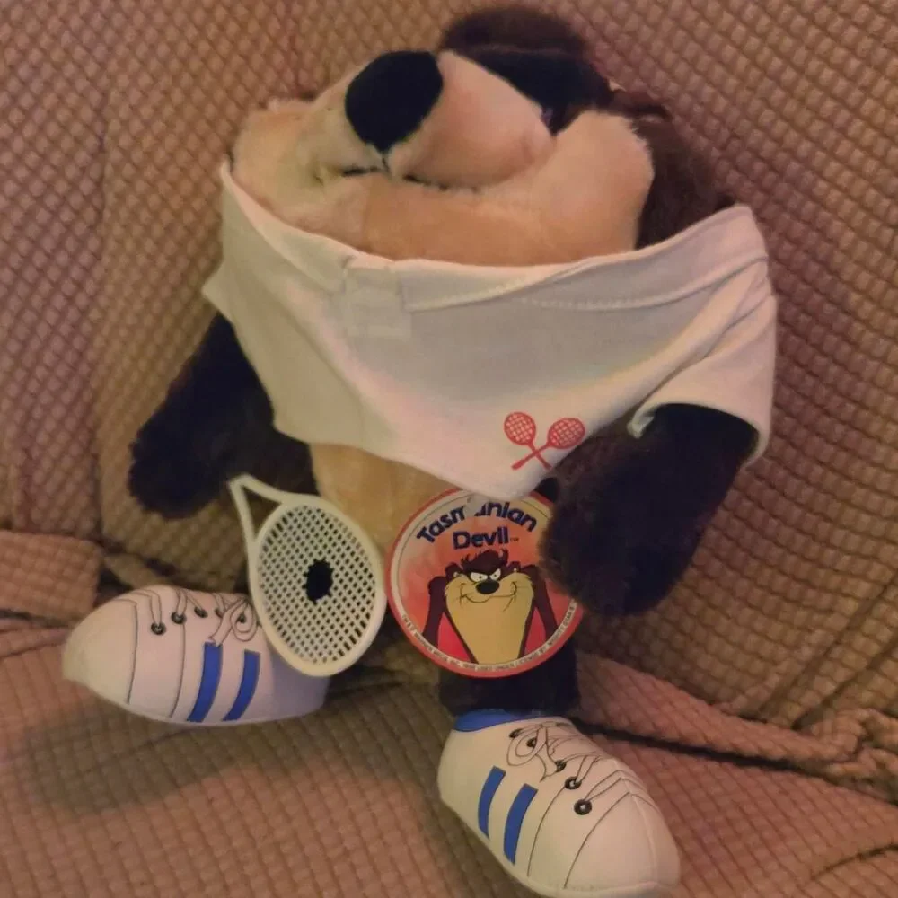 VTG 1987 Looney Tunes Taz Tennis Player Plush 10